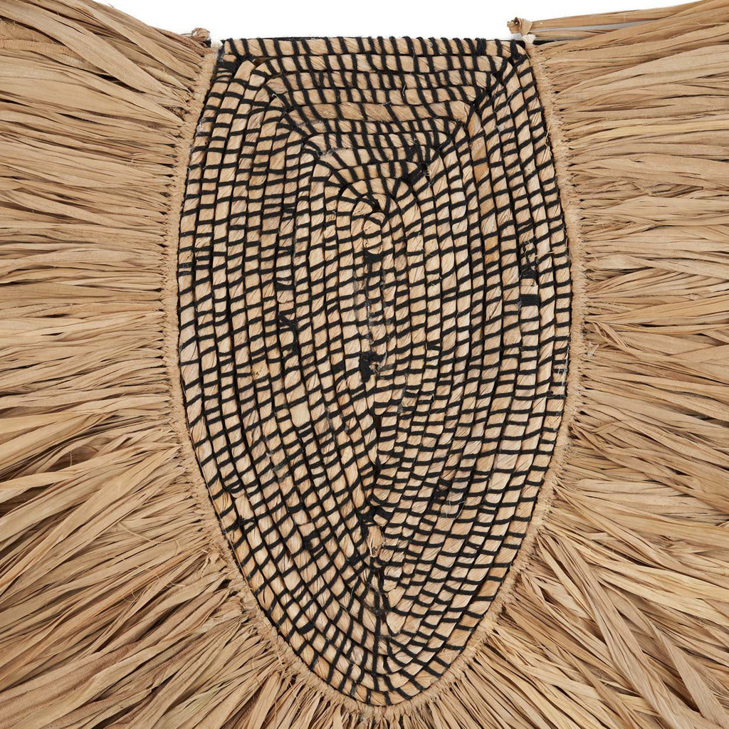 Wanddecoratie gras handgevlochten rond naturel, voor aan de muur of in een gallery wall