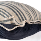 Kussenhoes linnen-velvet Nordic Stripe natuurlijk zwart gestreept 50 x 50 cm, voor bank en zithoek