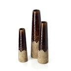 Vaas steengoed Amber kegelvaas betonbruin M 12 x 12 x 49 cm, handmatig afgewerkt