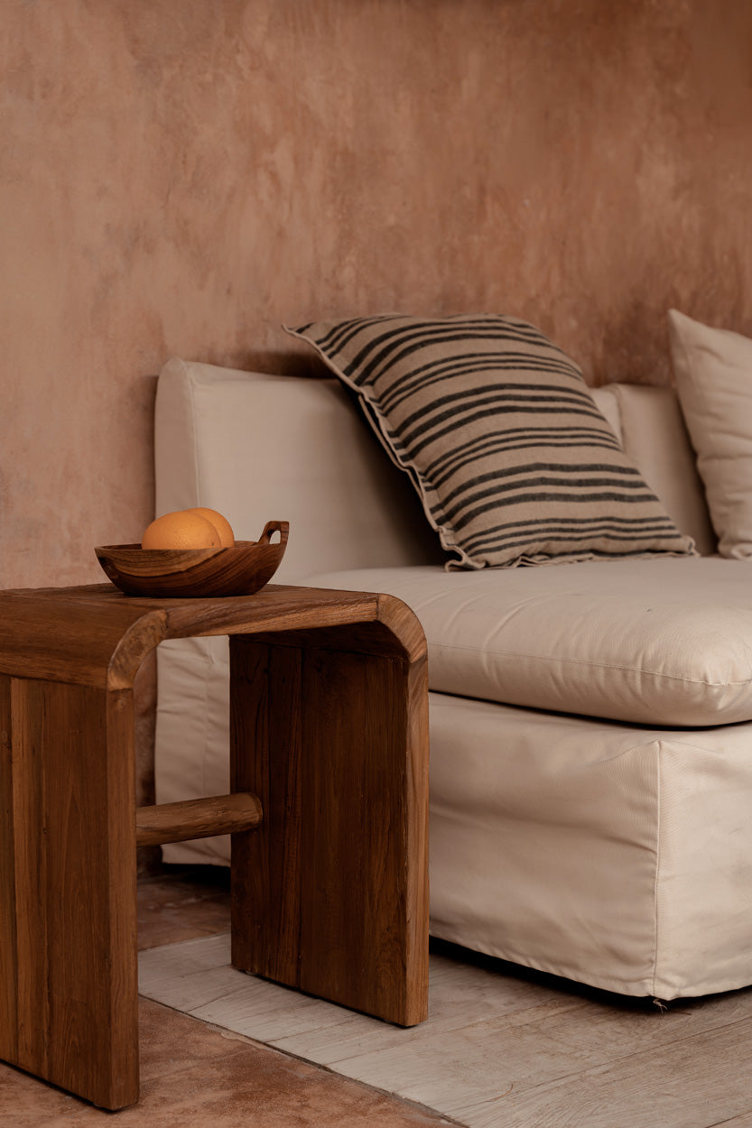 Kussenhoes linnen-velvet Nordic Stripe natuurlijk zwart gestreept 50 x 50 cm, voor bank en zithoek