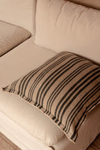 Kussenhoes linnen-velvet Nordic Stripe natuurlijk zwart gestreept 50 x 50 cm, voor bank en zithoek