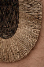 Wanddecoratie gras handgevlochten rond naturel, voor aan de muur of in een gallery wall