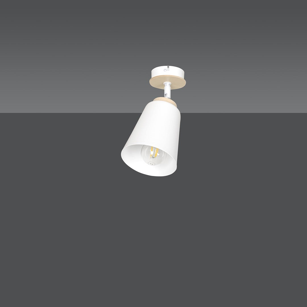 Plafondlamp Atlas gepoedercoat staal en multiplex, Scandinavisch, wit, 1 fitting E27, voor woonkamer en slaapkamer
