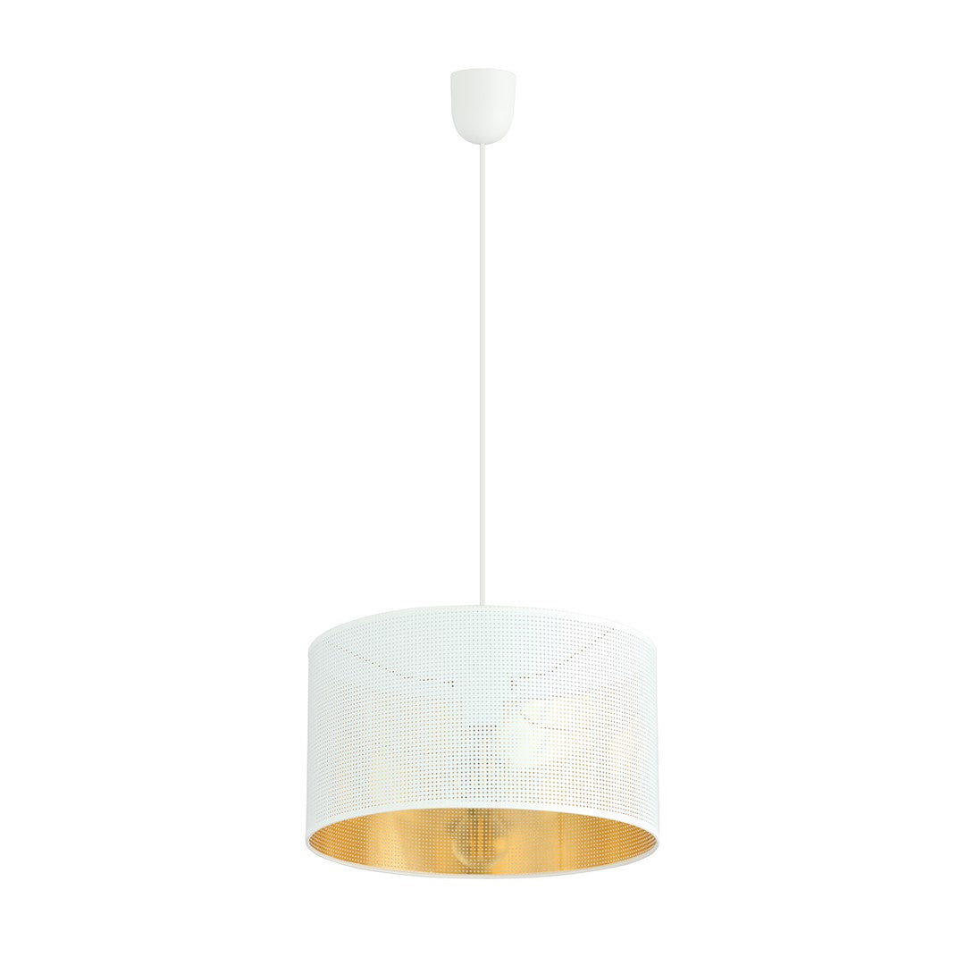 Hanglamp gepoedercoat staal industrieel Aston wit en goud Ø 35 cm, 1 lichtpunt E27, voor eettafel of hal