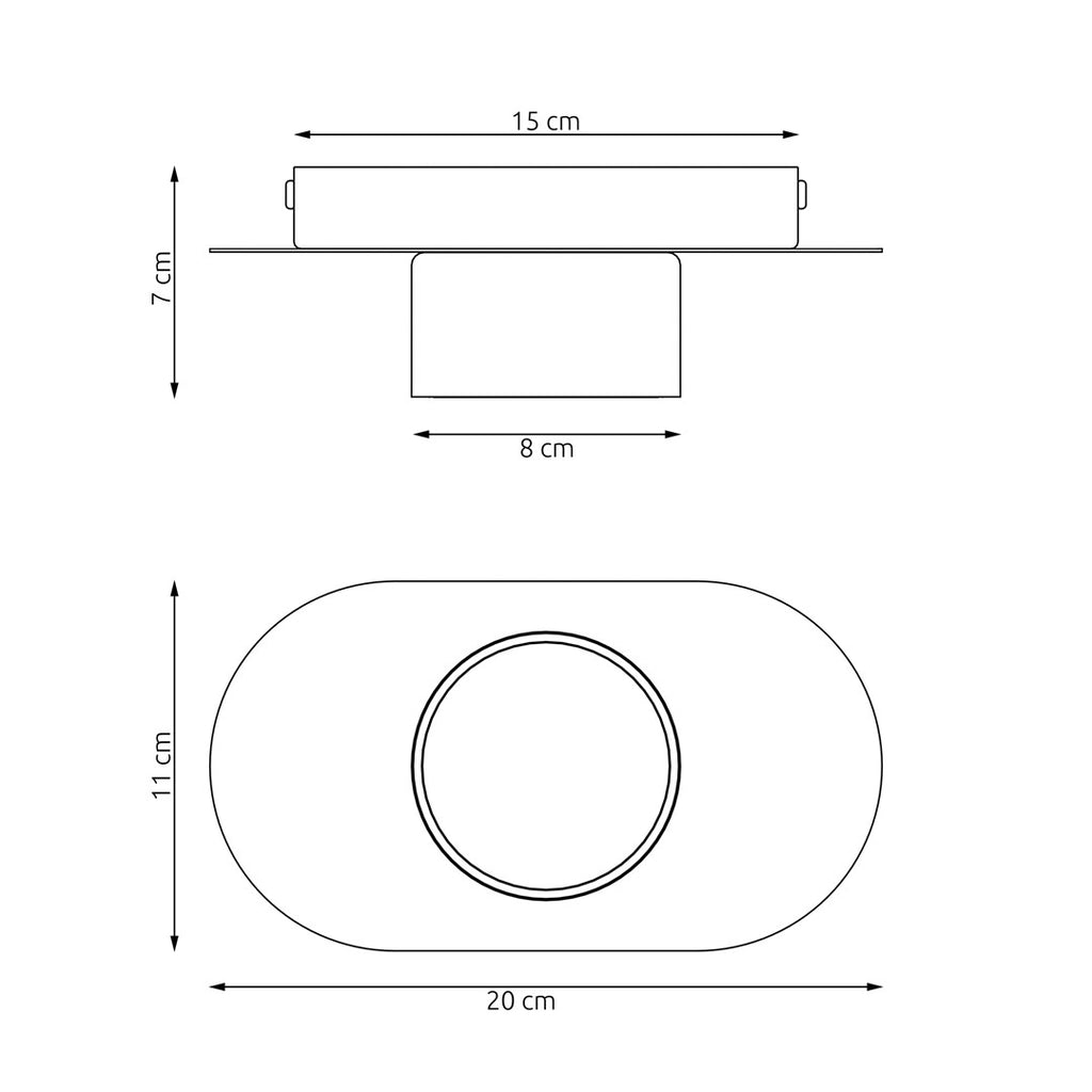 Plafondlamp staal Diaz modern zwart 20 x 7 cm, voor woonkamer, slaapkamer of eetkamer