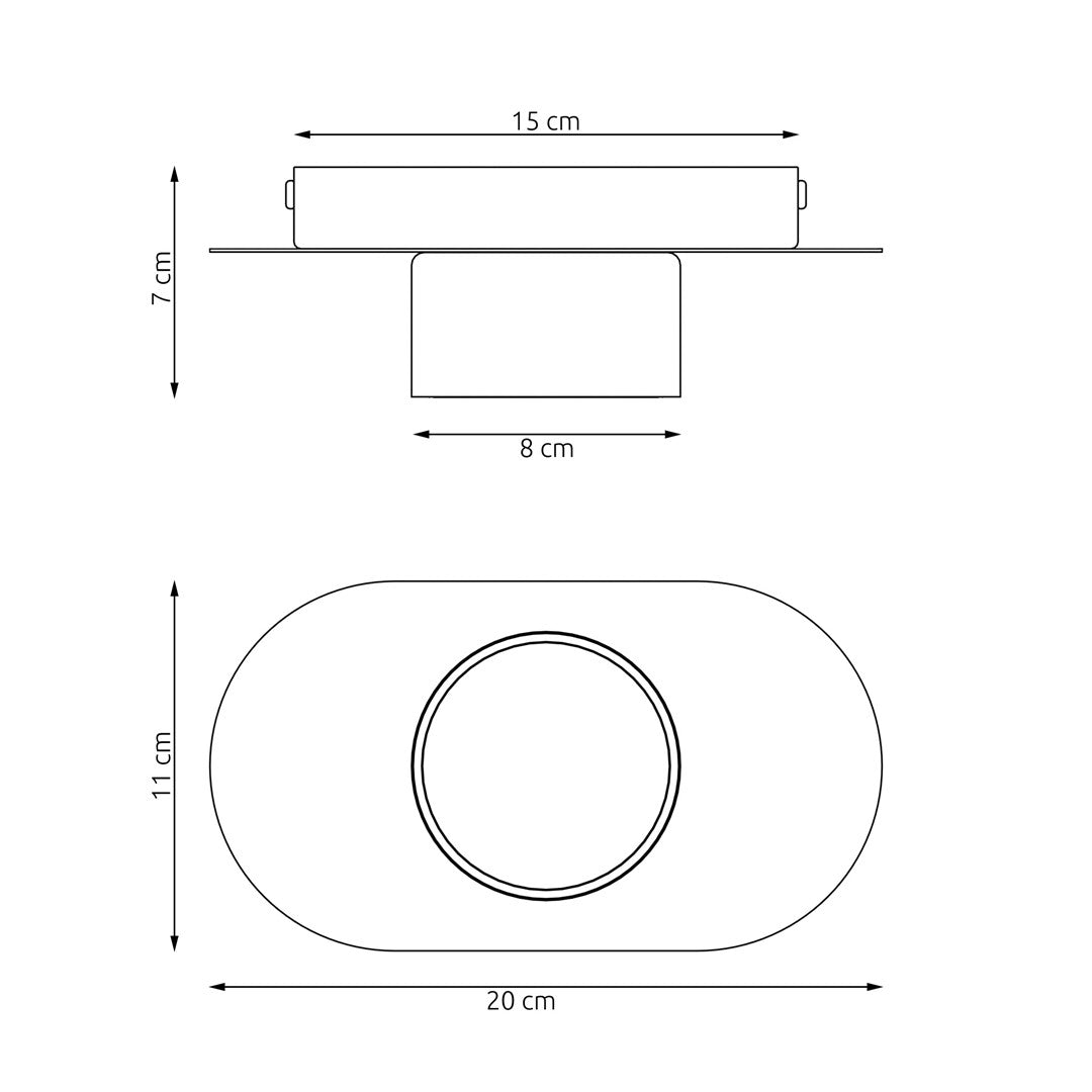 Plafondlamp staal Diaz modern zwart 20 x 7 cm, voor woonkamer, slaapkamer of eetkamer
