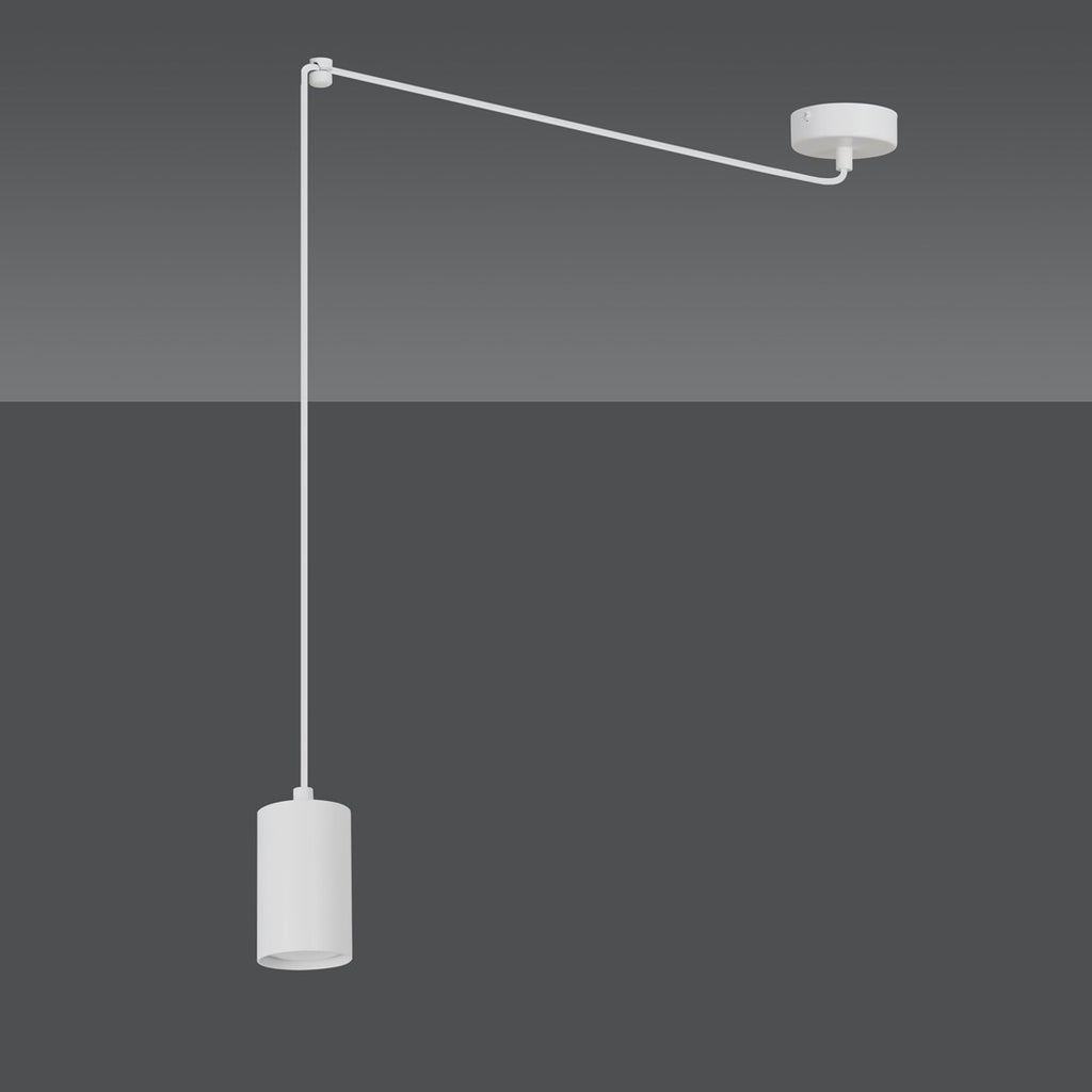 Hanglamp Traker gepoedercoat staal modern wit, 1 lichtpunt met GU10-fitting, verstelbare hoogte