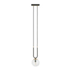 Hanglamp Glam gepoedercoat staal en glas, retro, zwart met transparante glazen kap Ø 14 cm, E14