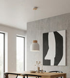 Hanglamp gepoedercoat staal Scandinavisch Vigo wit met houten accent, Ø 18 cm – eettafel en kookeiland