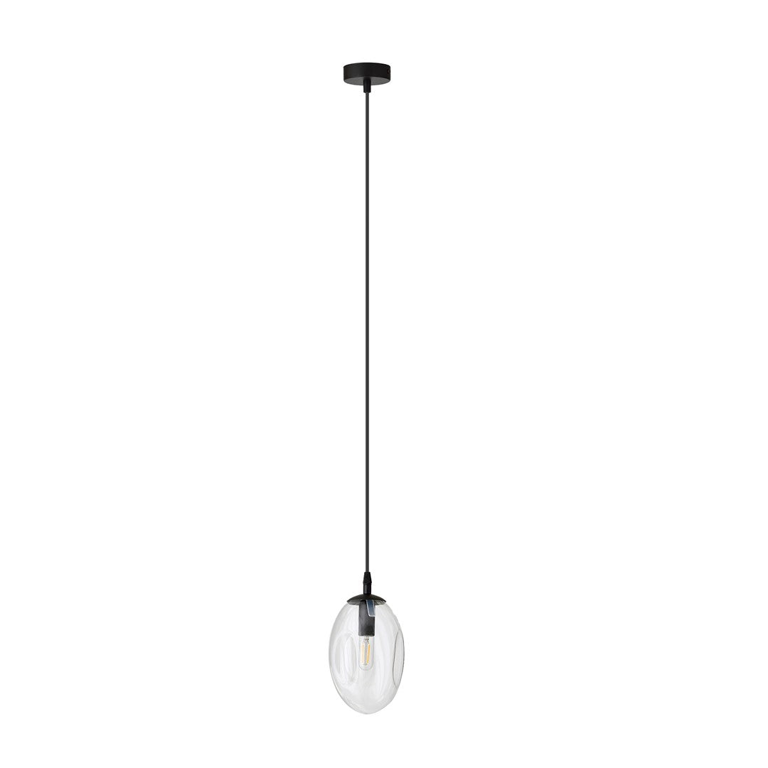 Hanglamp staal en glas zwart, Astral transparante glazen kap Ø 12 cm, E14, verstelbare hoogte