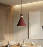 Hanglamp gepoedercoat staal met hout Scandinavisch Zero bordeaux Ø 23 cm, 1 fitting E27 voor eettafel of kookeiland