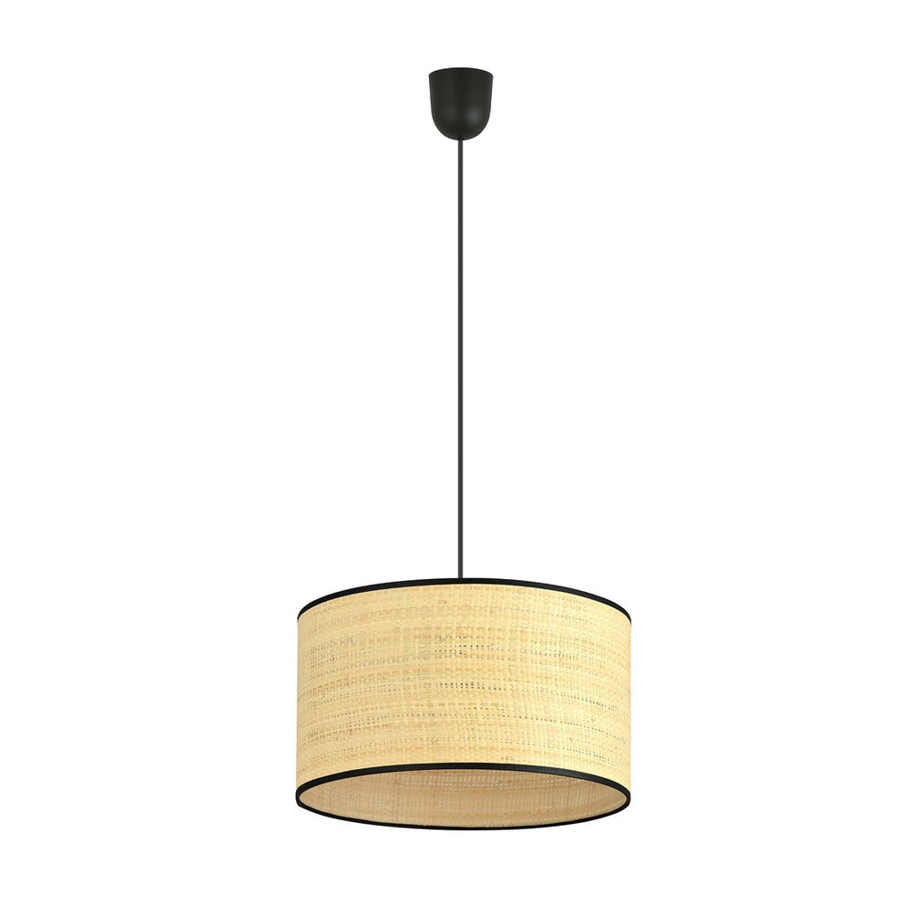 Hanglamp rotan met zwart stalen frame, boho Aston, naturel, Ø 35 cm, hoogte verstelbaar voor woonkamer