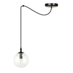 Hanglamp gepoedercoat staal en glas Gigi, zwart met transparante glazen kap Ø 14 cm, 1 lichtpunt E14