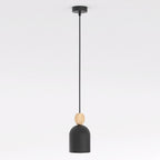 Hanglamp gepoedercoat staal en hout, Scandinavisch model Mesi, zwart, 11 cm, verstelbare hoogte