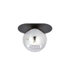 Plafondlamp gepoedercoat staal en glas Plaza modern, zwart met grafiet glazen kap Ø 14 cm, E14