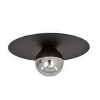 Plafondlamp gepoedercoat staal en glas Solar, zwart met grafiet glaskap, Ø 43 cm, E14, woonkamer, hal en kantoor