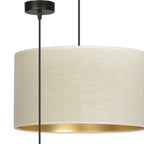 Hanglamp Hilde gepoedercoat staal en stof, minimalistisch, wit met gouden binnenzijde, Ø 35 cm, verstelbare hoogte