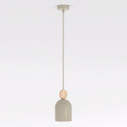 Hanglamp gepoedercoat staal met houten accent Mesi, Scandinavisch, beige, 11 cm, verstelbare hoogte