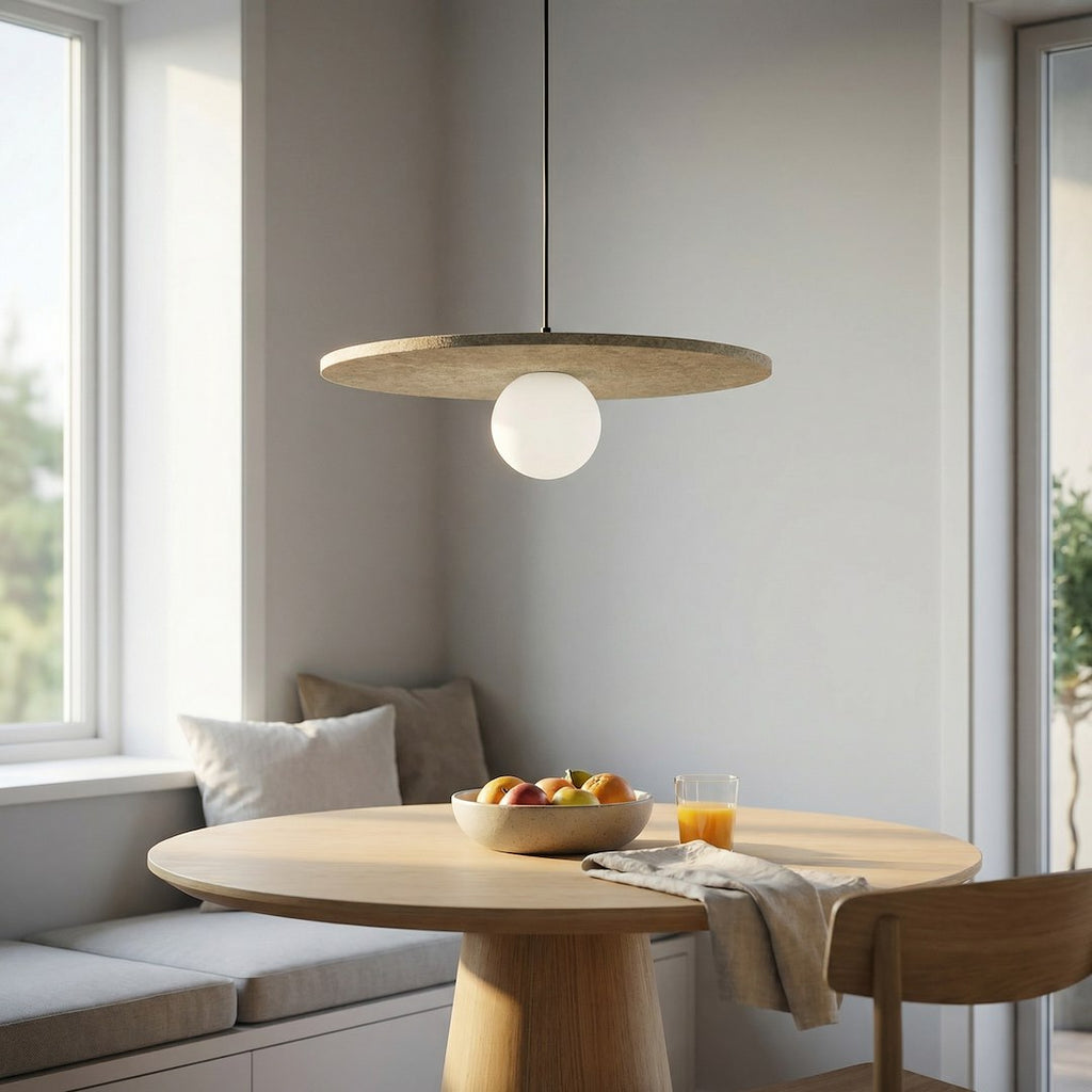 Hanglamp vilt en gepoedercoat staal Calma, boho, beige – Ø 40 cm, voor slaapkamer en woonkamer