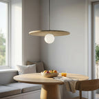 Hanglamp vilt en gepoedercoat staal Calma, boho, beige – Ø 40 cm, voor slaapkamer en woonkamer