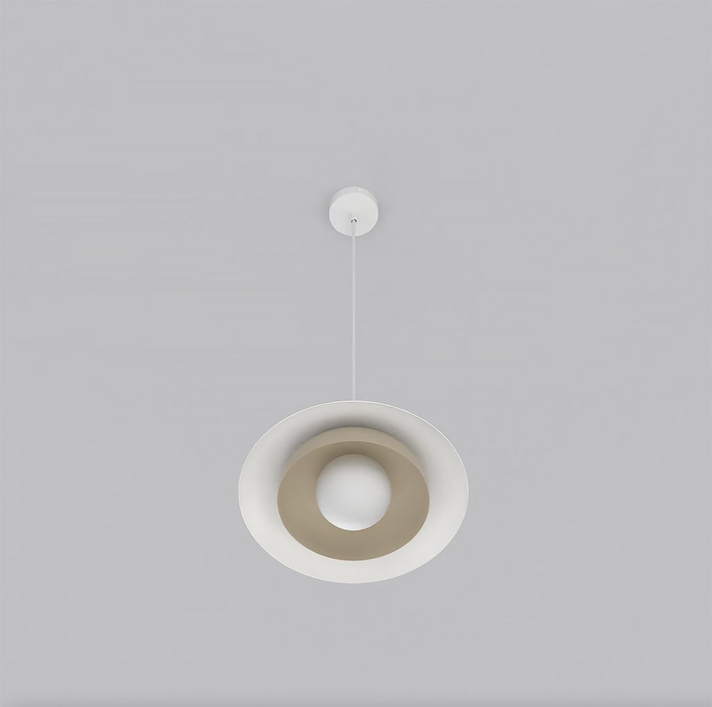 Hanglamp gepoedercoat staal Skin, Scandinavisch, wit met mokka, 30 x 30 cm, verstelbaar, voor eettafel en woonkamer