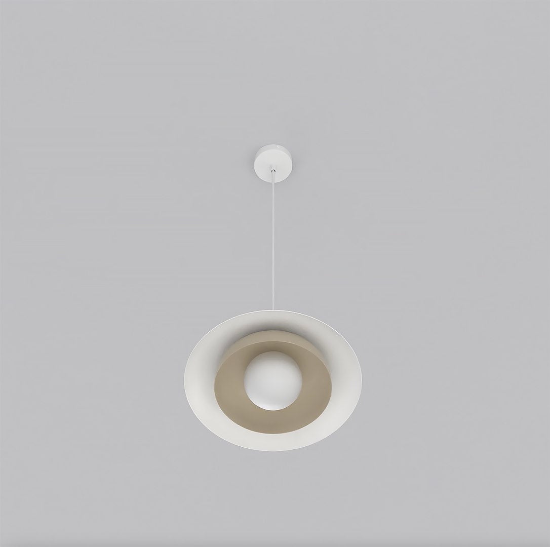 Hanglamp gepoedercoat staal Skin, Scandinavisch, wit met mokka, 30 x 30 cm, verstelbaar, voor eettafel en woonkamer