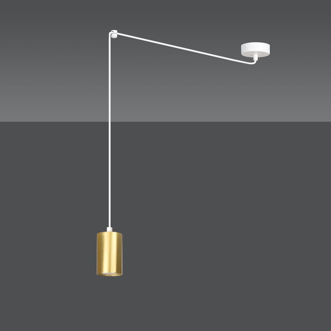 Hanglamp gepoedercoat staal Traker modern wit met goud, 1 fitting, hoogte verstelbaar