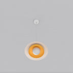 Hanglamp Skin gepoedercoat staal Scandinavisch wit met oranje binnenkant Ø 30 cm, verstelbaar, voor eettafel en woonkamer