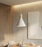 Hanglamp gepoedercoat staal en hout Zero Scandinavisch wit 23 x 23 cm, E27, voor eettafel of kookeiland
