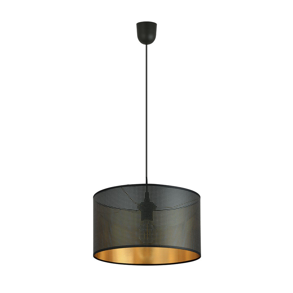Hanglamp gepoedercoat staal industrieel zwart met goud, Ø 35 cm, 1 lichtpunt, E27, eettafel en keuken