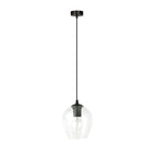 Hanglamp gepoedercoat staal en glas Istar, zwart met transparante kap Ø 14 cm, E27