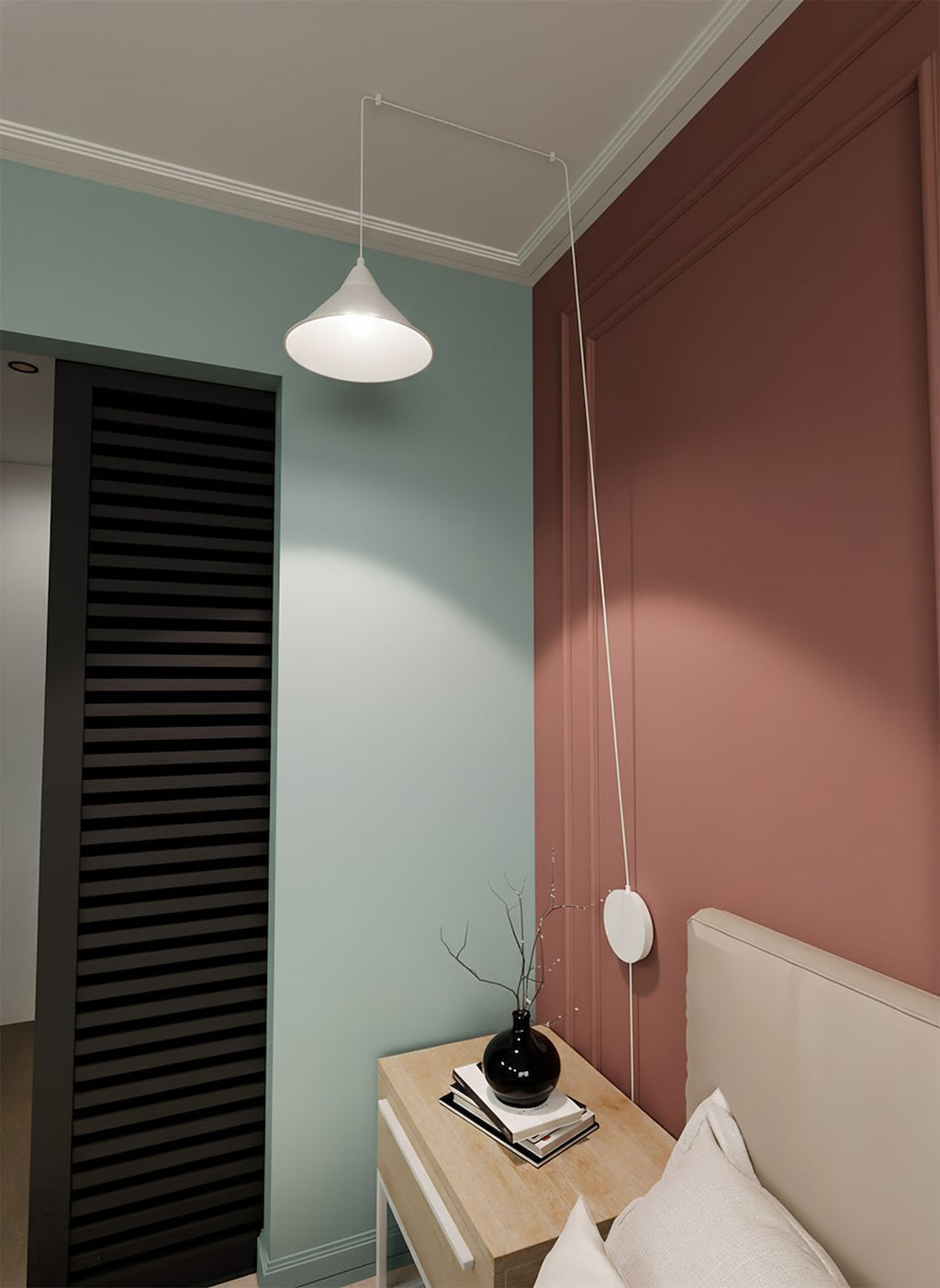 Hanglamp gepoedercoat staal Abramo, Scandinavisch, wit, 1 lamp met E27-fitting voor woonkamer en eetruimte