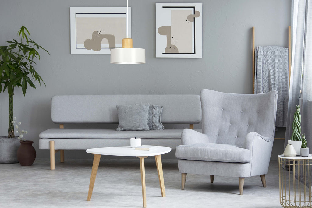 Hanglamp gepoedercoat staal en hout Torin, Scandinavisch, wit, Ø 25 cm, voor woonkamer, keuken of kantoor