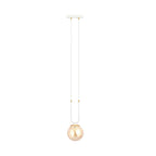 Hanglamp gepoedercoat staal en glas Glam retro, wit met amberkleurige glazen kap Ø 14 cm, 1 lichtpunt E14
