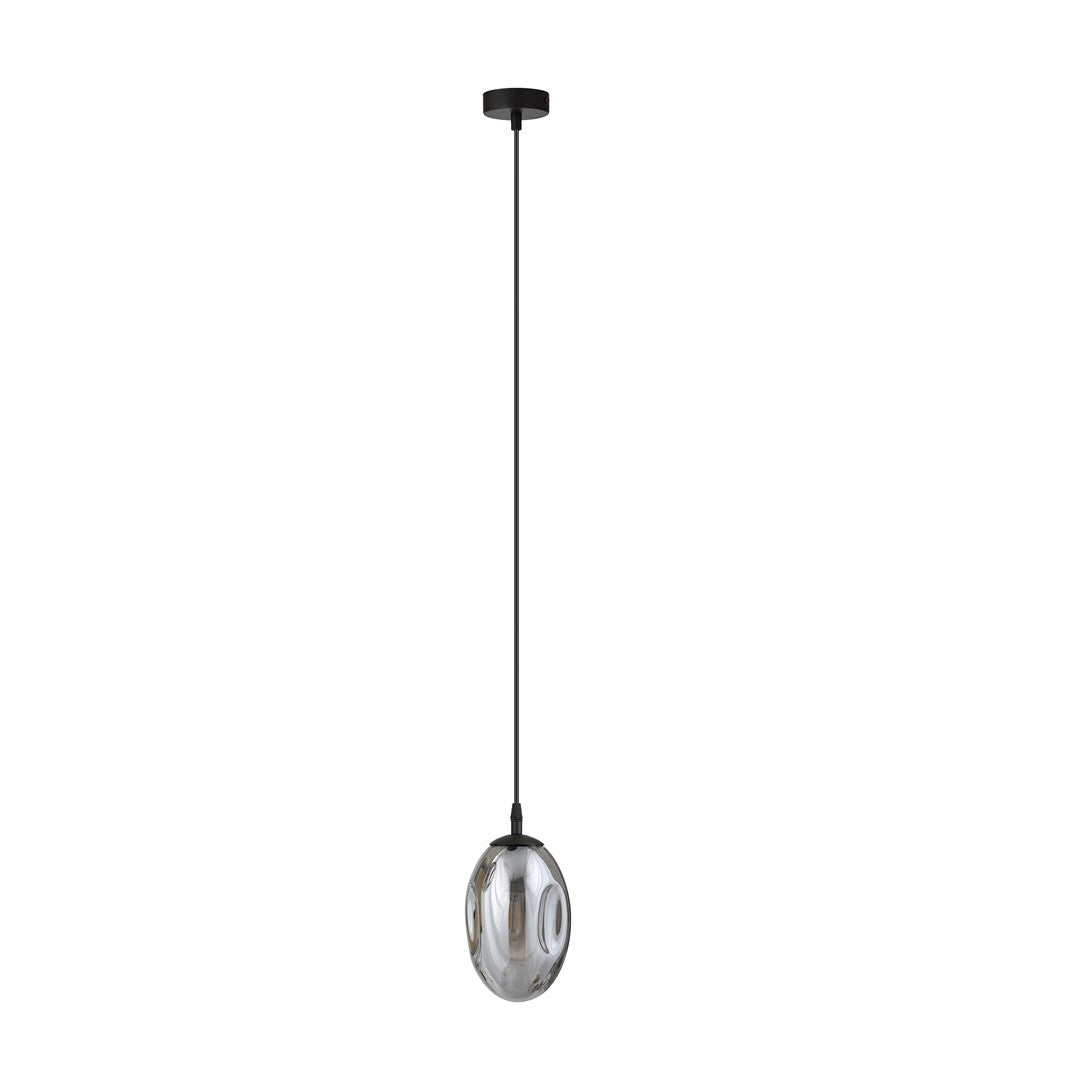 Hanglamp gepoedercoat staal en glas Astral, zwart met grafiet glazen kap Ø 12 cm, 1 lichtpunt