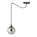 Hanglamp gepoedercoat staal en glas Gigi, zwart met grafiet glazen kap Ø 14 cm, hoogte verstelbaar, E14