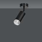 Plafondspot staal modern Hiro, zwart met zilver, 1 lichtpunt, kantelbare lichtbundel voor hal, keuken of slaapkamer