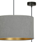 Hanglamp stof en gepoedercoat staal Hilde grijs met gouden binnenzijde Ø 35 cm, woonkamer en eetkamer
