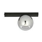 Plafondlamp gepoedercoat staal en glas, minimalistisch Fit zwart met grafiet glazen kap Ø 14 cm