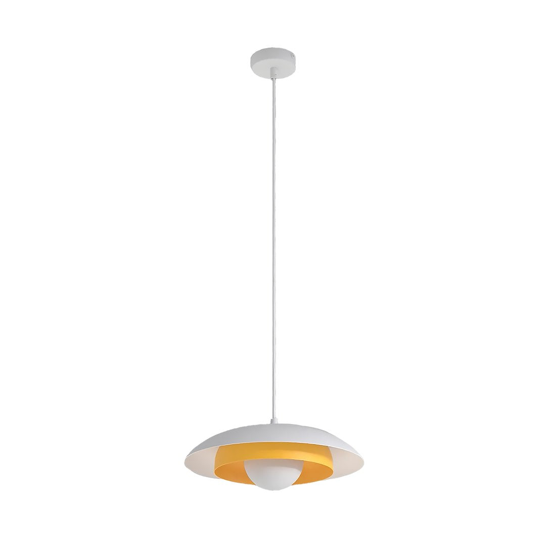 Hanglamp Skin gepoedercoat staal Scandinavisch wit met oranje binnenkant Ø 30 cm, verstelbaar, voor eettafel en woonkamer