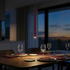 Hanglamp gepoedercoat staal Selter bordeaux, naalddunne cilinder met G9-fitting en verstelbare hoogte