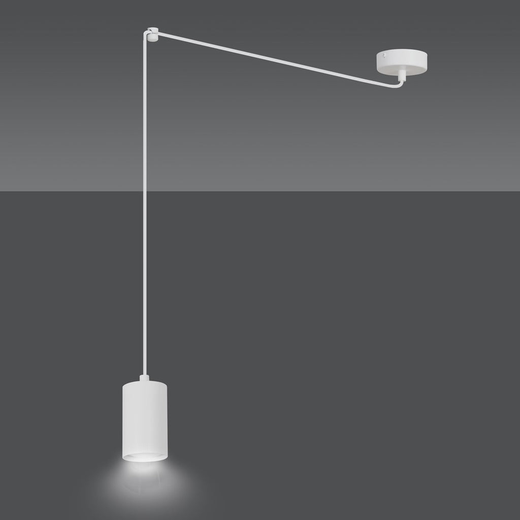 Hanglamp Traker gepoedercoat staal modern wit, 1 lichtpunt met GU10-fitting, verstelbare hoogte