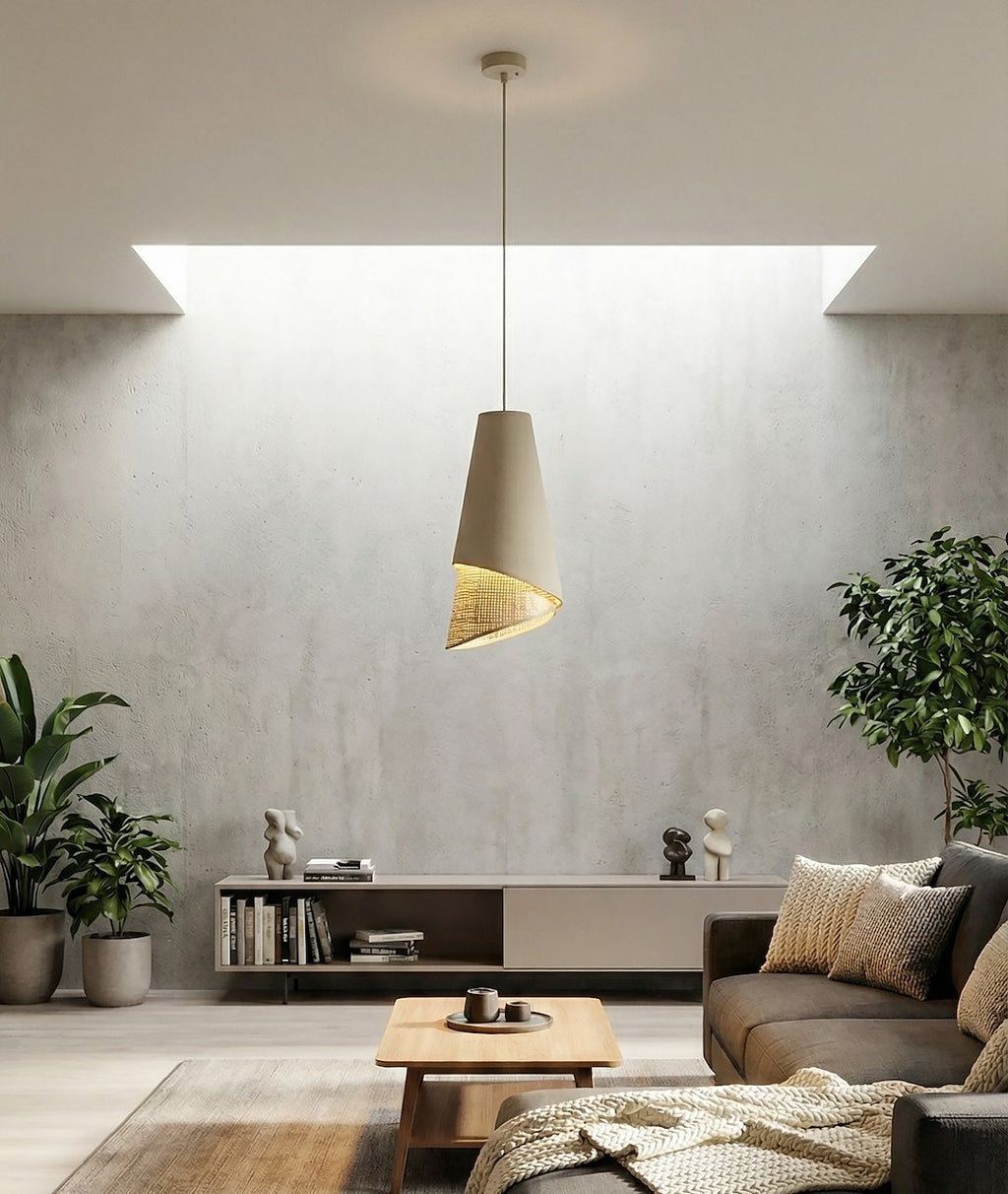 Hanglamp gepoedercoat staal en stoffen kap, modern Mode, rotan, kap Ø 20 cm, E27, verstelbare hoogte