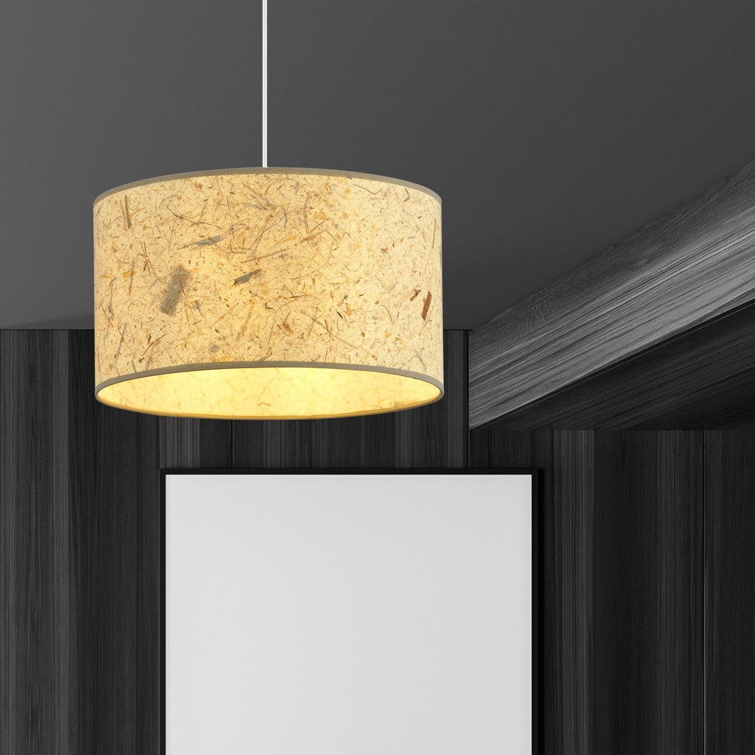 Hanglamp gepoedercoat staal en stof boho Aston bruin Ø 35 cm, 1 fitting E27 voor woonkamer en eetkamer