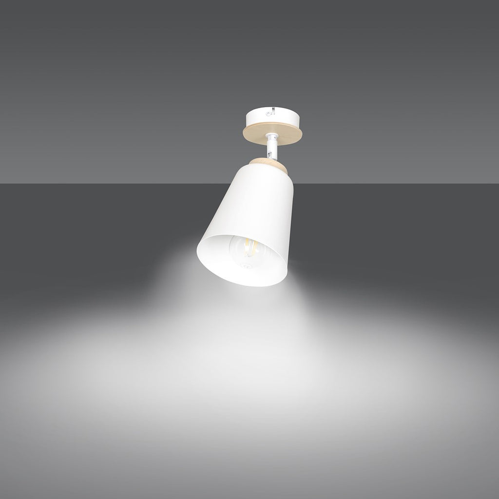 Plafondlamp Atlas gepoedercoat staal en multiplex, Scandinavisch, wit, 1 fitting E27, voor woonkamer en slaapkamer