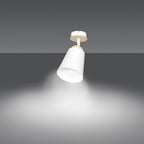 Plafondlamp Atlas gepoedercoat staal en multiplex, Scandinavisch, wit, 1 fitting E27, voor woonkamer en slaapkamer