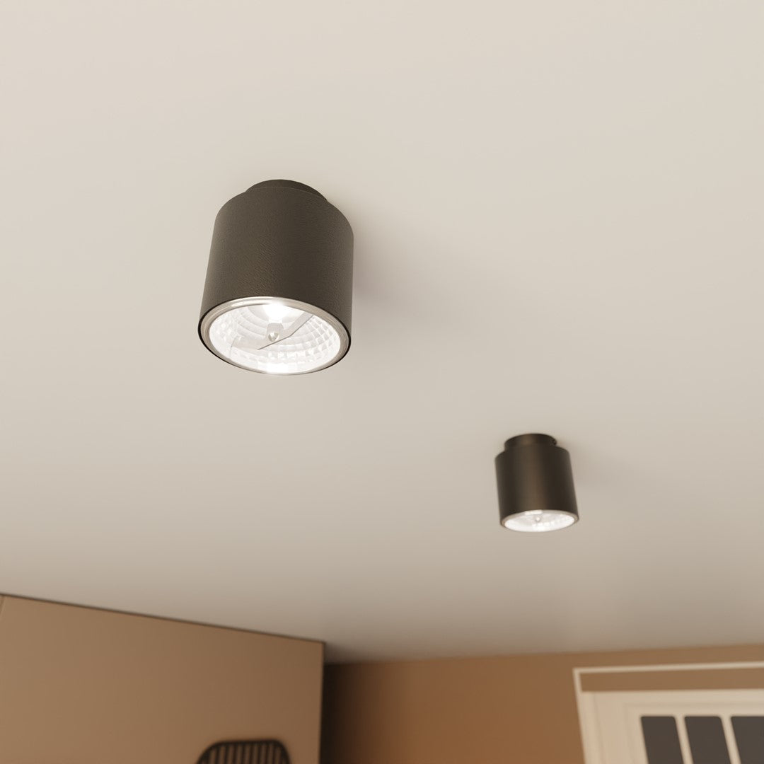 Plafondlamp gepoedercoat staal minimalistisch Nano zwart, gerichte lichtbron, 1 lichtpunt – 11 x 12 cm
