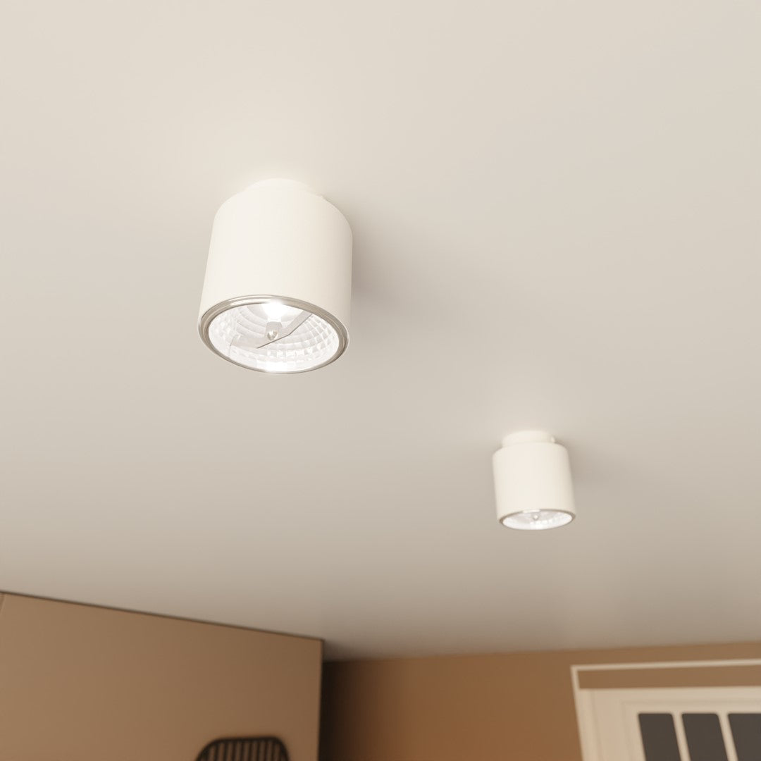 Plafondlamp Nano gepoedercoat staal wit, minimalistisch, 1 fitting, max. 12 W led, 11 x 12 cm, woonkamer, hal of kantoor