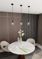 Hanglamp gepoedercoat staal en glas Istar, zwart met transparante kap Ø 14 cm, E27
