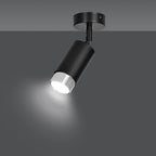 Plafondspot staal modern Hiro, zwart met zilver, 1 lichtpunt, kantelbare lichtbundel voor hal, keuken of slaapkamer